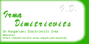 irma dimitrievits business card